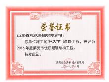 和天下6#楼被评为2016年度莱芜市优质结构AYX爱体育