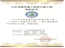 山东省绿色施工科技示范AYX爱体育验收证书